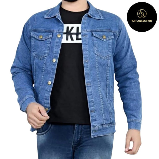 Men's Classic Denim Jacket - Plain Design - 1 Pc