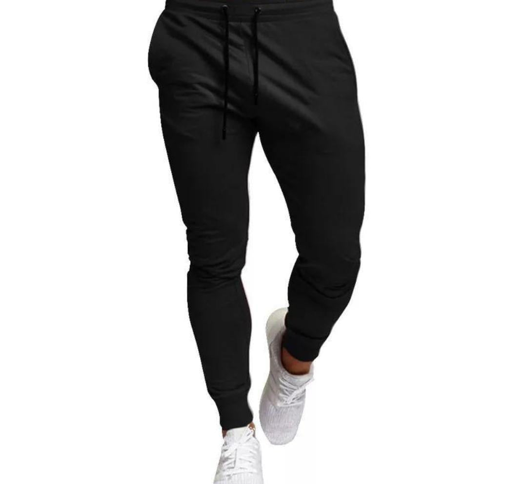 Men's Polyester Plain Zipper Track Suit - 2 Pcs Set in Black